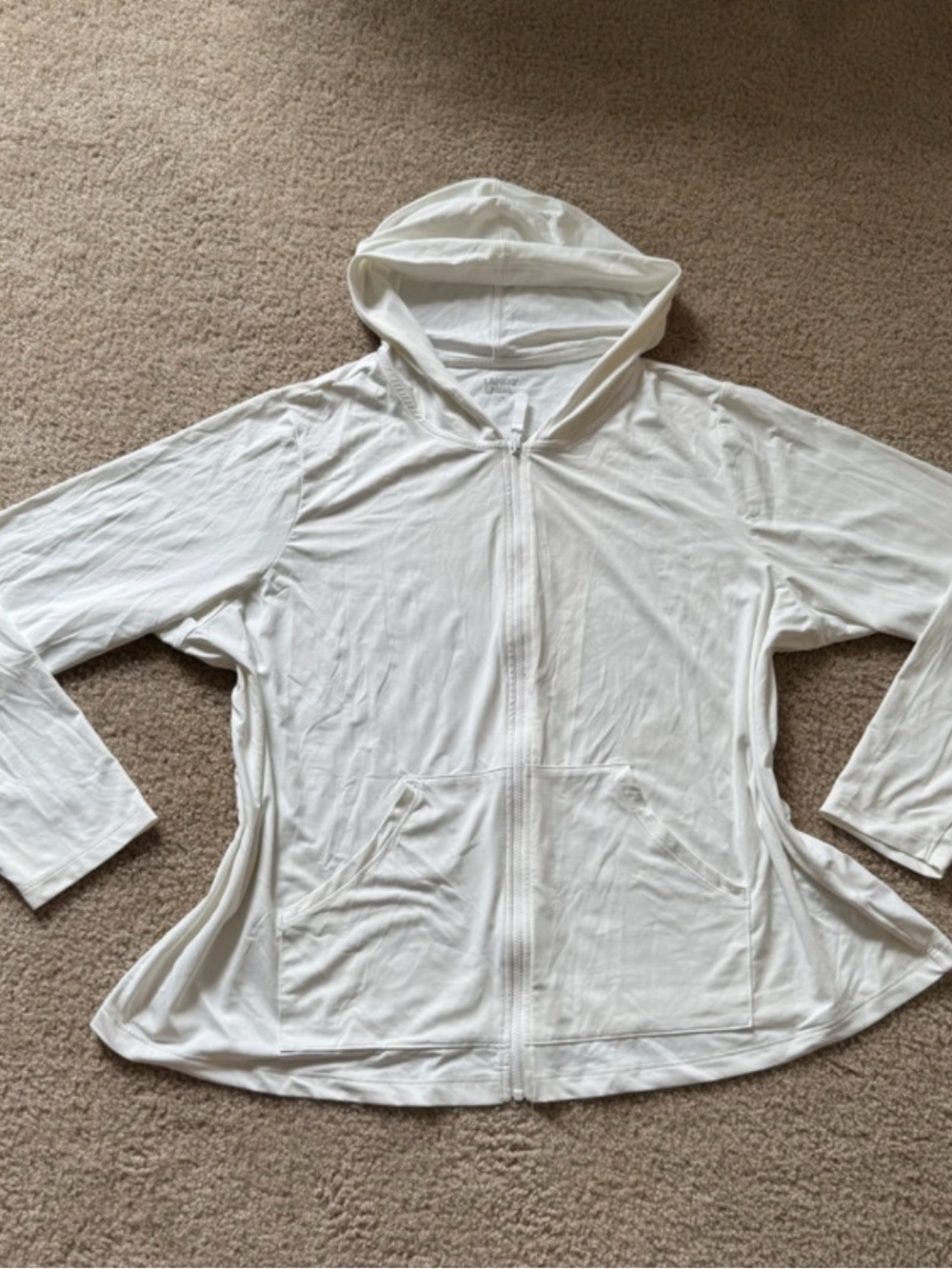 Lands End lightweight white zip up hoodie XL